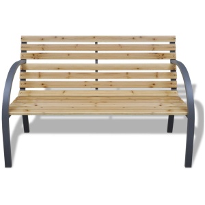 Iron Frame Garden Bench With Wood Slats