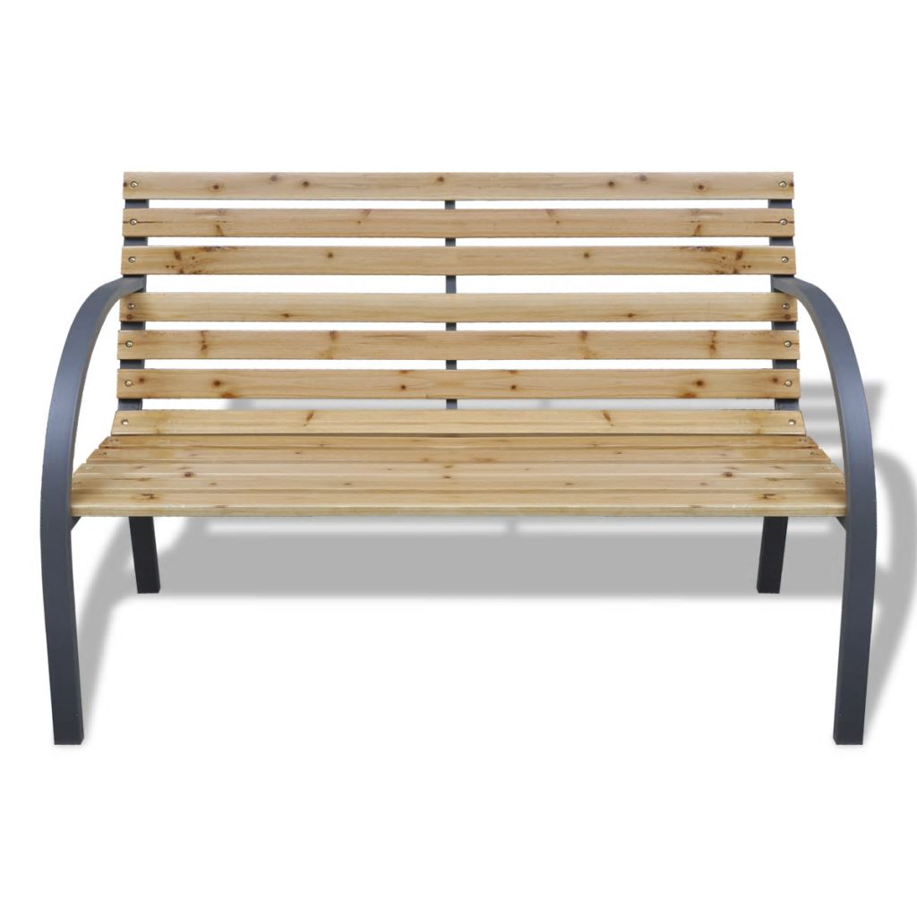 Iron Frame Garden Bench With Wood Slats