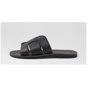 Ismene Black Leather Slides