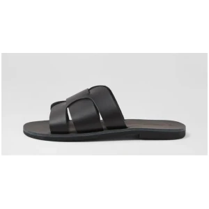 Ismene Black Leather Slides