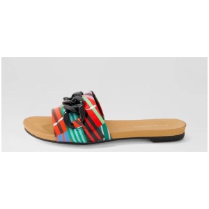 Jacacias Black Stripe Multi Patent Leather Slides