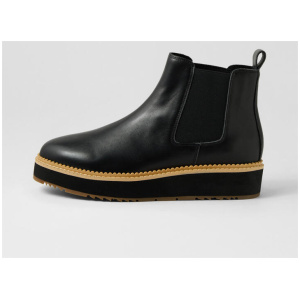 Jade Black Scallop Leather Chelsea Boots