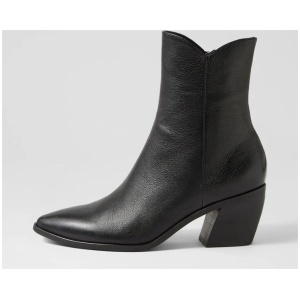 Jambi Black Leather Ankle Boots