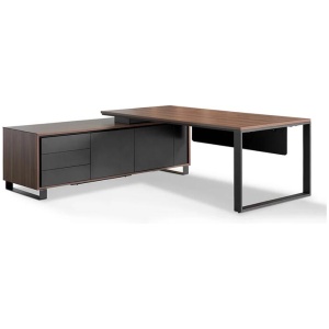Janell 2.3m Left Return Office Desk - Walnut by Interior Secrets - AfterPay Available