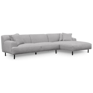 Jasleen 3 Seater Right Chaise Fabric Sofa - Sterling Sand by Interior Secrets - AfterPay Available