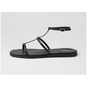 Jaylen Black Leather Sandals