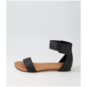 Jellan Black Weave Leather Sandals