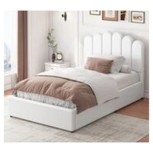 Jenelyn King Single Pu Bed Frame White