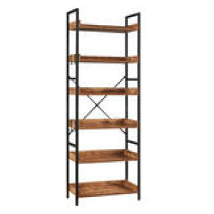 Jeronimo 6 Tier Wood Bookshelf Brown