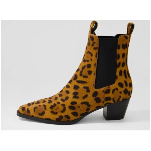 Jeyd Leopard Pony Leather Ankle Boots