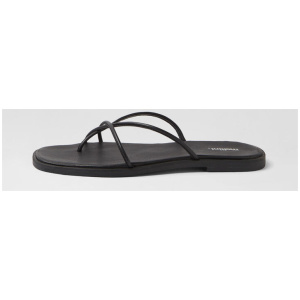 Jeyda Black Leather Thongs