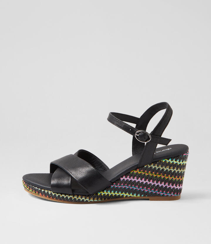 Jigsor Black Leather Sandals