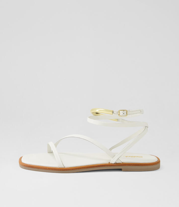 Jimena White Leather Sandals