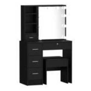 Joannie 5 Drawers Led Dressing Table Set Black