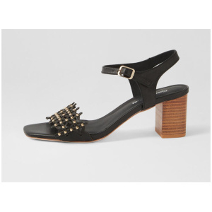 Joci Black Natural Heel Leather Sandals