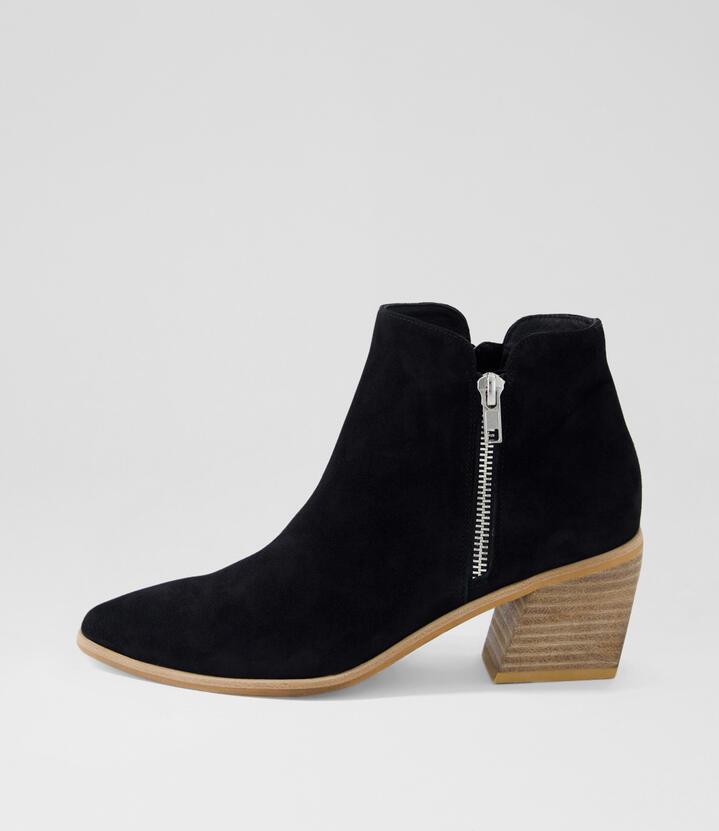 Joge Black Natural Suede Ankle Boots