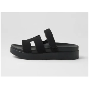 Joss Black Microsuede Slides