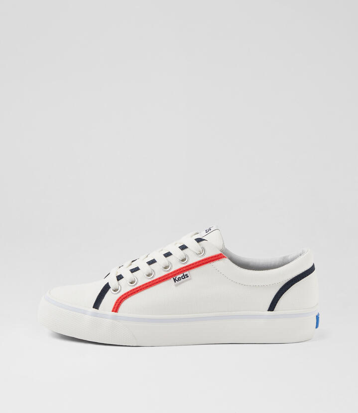 Jump Kick Canvas White Red Sneakers