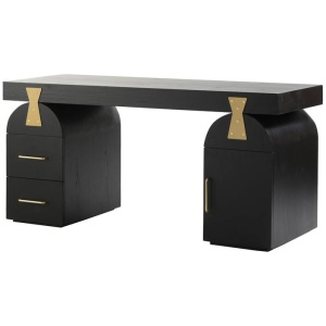 Junon 1.55m New Elm Home Office Desk - Full Black by Interior Secrets - AfterPay Available