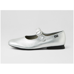 K201629 Casi Myra Silver Leather Flat Shoes