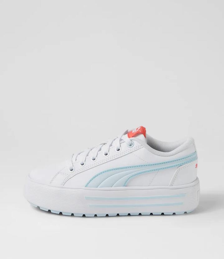Kaia 2 White Blue Electric Blush Leather Sneakers