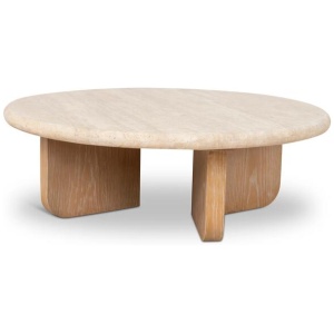 Kalin 90cm Round Travertine Coffee Table - Natural by Interior Secrets - AfterPay Available