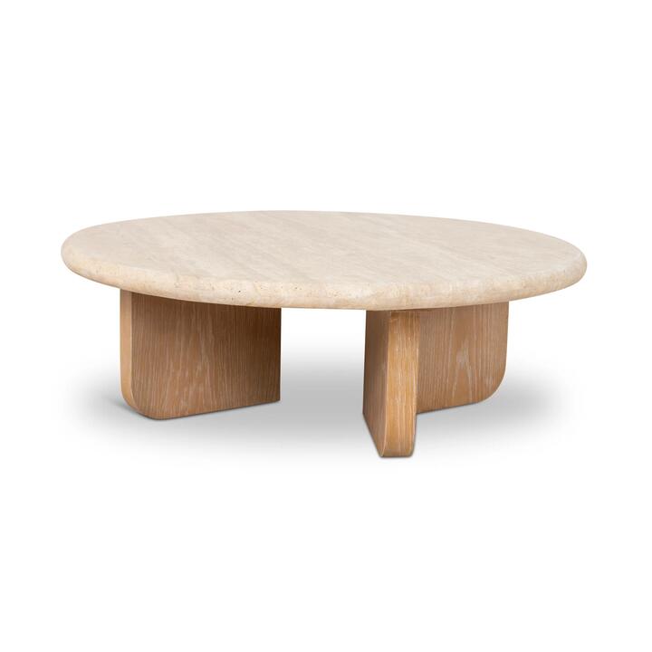 Kalin 90cm Round Travertine Coffee Table - Natural by Interior Secrets - AfterPay Available