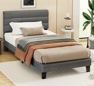 Kanna King Single Fabric Bed Frame Grey