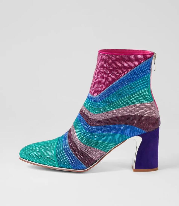 Kaxxi Purple Multi Ankle Boots