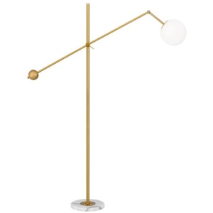 Kemi Floor Lamp, Opal Matte, Gold, White Marble