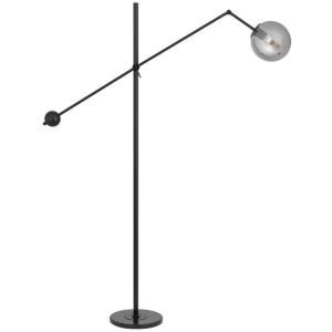 Kemi Floor Lamp, White, Smoke Glass, Black Marble