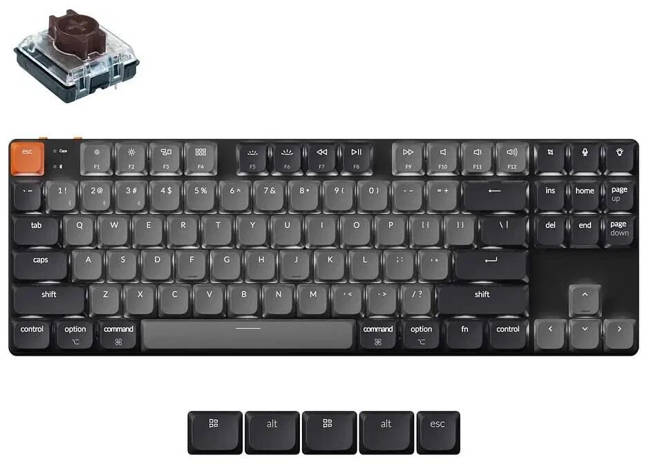 Keychron K1v6 Low-Profile QMK White Wireless Mechanical Keyboard - Brown Switch