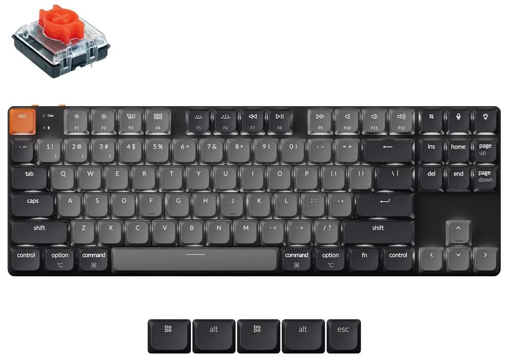 Keychron K1v6 Low-Profile QMK White Wireless Mechanical Keyboard - Red Switch