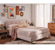 Kids Buttons Double Bed Frame Neutral