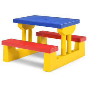Kids Colorful Picnic Table Set With Removable Umbrella