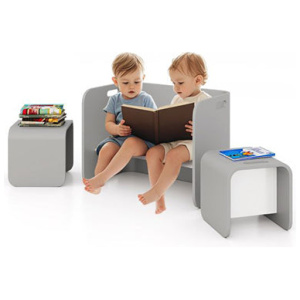 Kids Table And Chair Set With Storage Shelves