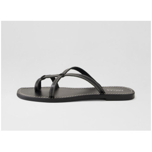 Kisha Black Leather Thongs