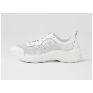 Kiver White Silver Jewels Leather Mesh Sneakers