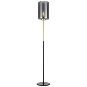 Korova Floor Lamp, White Marble, Brass, Smoke Glass