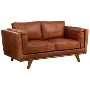 Laguna 2 Seater Leather Sofa, Vintage Saddle