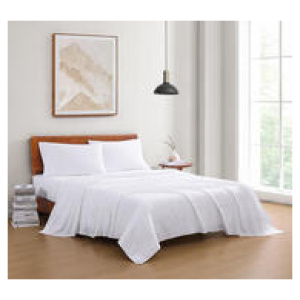 Lane Organic Washed Cotton Single Sheet Set White