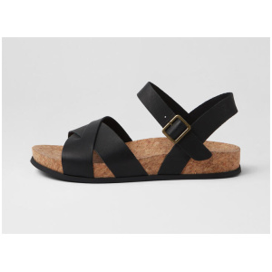 Lanse Black Leather Sandals