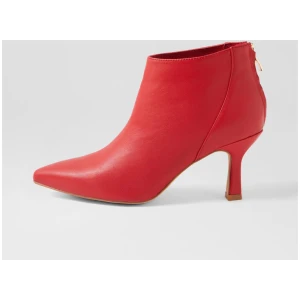 Lara New Red Leather Ankle Boots