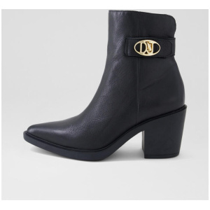 Learten Black Leather Ankle Boots