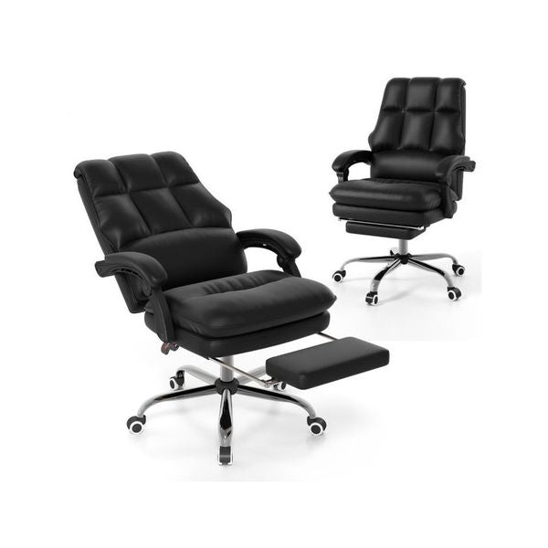 Leather Ergonomic Office Chair With Adjustable Swivel Seat