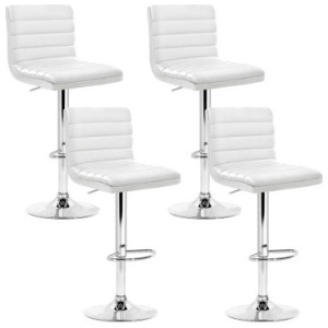 Leather Lined Pattern Bar Stools Set Of 4