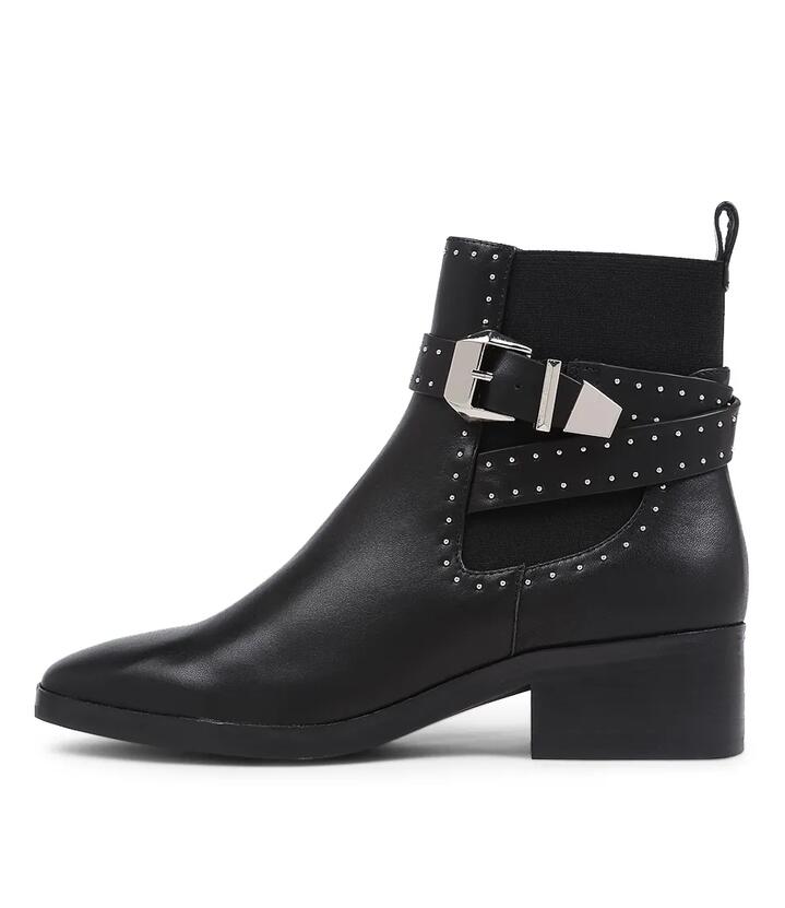Lennox Boot Black Stud Leather Chelsea Boots