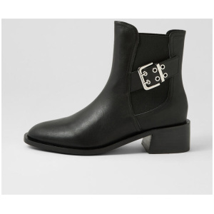 Lepic Black Leather Ankle Boots