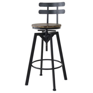 Levede Industrial Adjustable Swivel Bar Stool With Back Wood Counter
