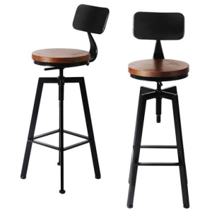 Levede Industrial Bar Stools Kitchen Stool Wooden Barstools Swivel
